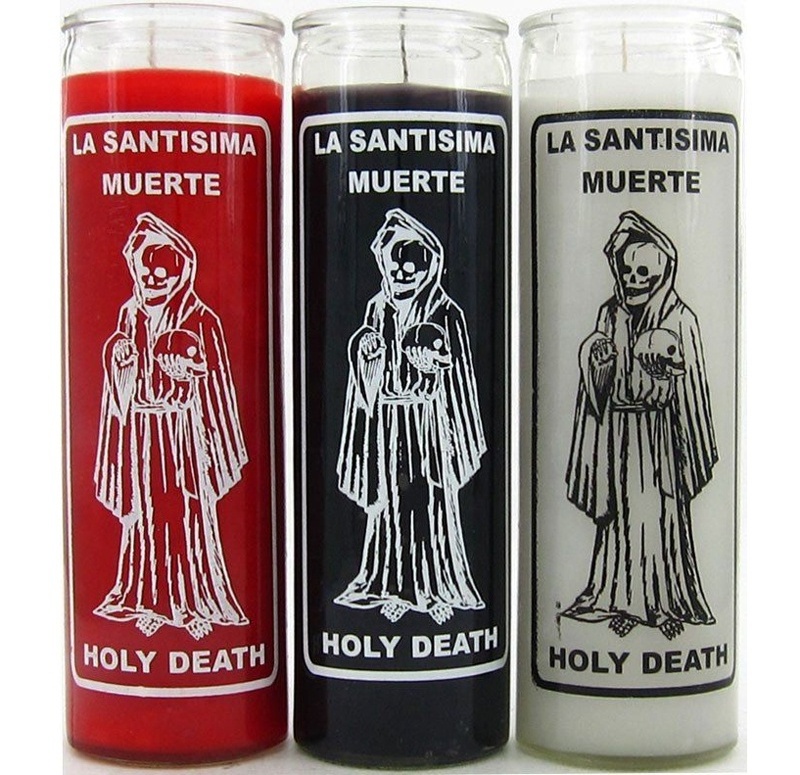 Holy Death Santa Muerte 7 Day Candle White Unscented Carton Easter Paraffin Wax Glass Candle Relighting Candle 2 Days 40 Hours