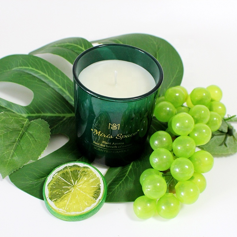 New Luxury Thick Wall Candle Glass And Vegan Soy Wax Green Glass Scented Candle