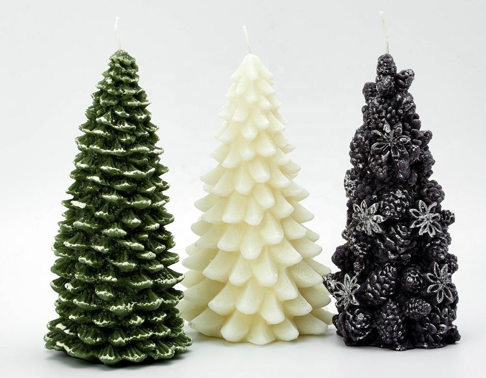 2024 Hot Sale Christmas Tree Candle, Customize Christmas Candle Tree Aromatherapy Handmade Candles New Year Decora Beige