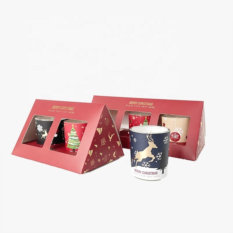 3Pcs Set Roof Box Private Label Mini Glass Gift Boxes Luxury Aromatherapy Candle Triangle Gift Box Scented Candles Christmas