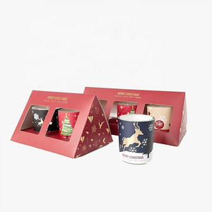 3Pcs Set Roof Box Private Label Mini Glass Gift Boxes Luxury Aromatherapy Candle Triangle Gift Box Scented Candles Christmas