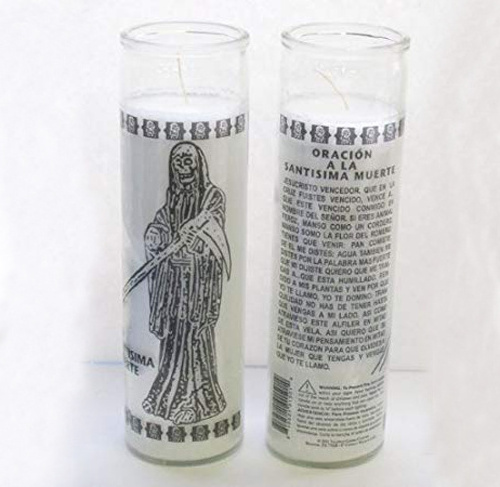 Holy Death Santa Muerte 7 Day Candle White Unscented Carton Easter Paraffin Wax Glass Candle Relighting Candle 2 Days 40 Hours