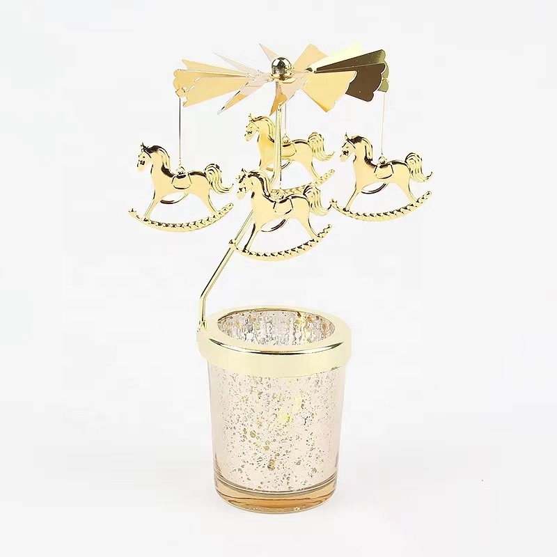 2024 Wholesale Christmas Candle Holder Carousel Soy Wax Rotating Candle Carousel Rock Around Modern Candles