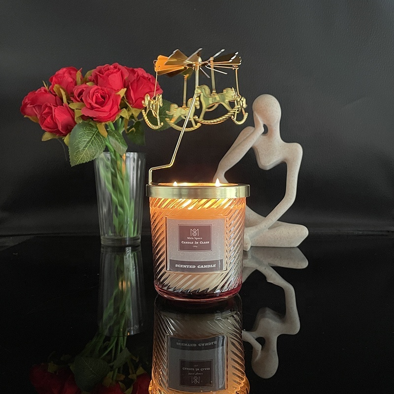 2024 Aromatherapy Candle Creative Gift Scented Candle with Spinning Decors Revolving Candlestick Soy Wax Candle Scented