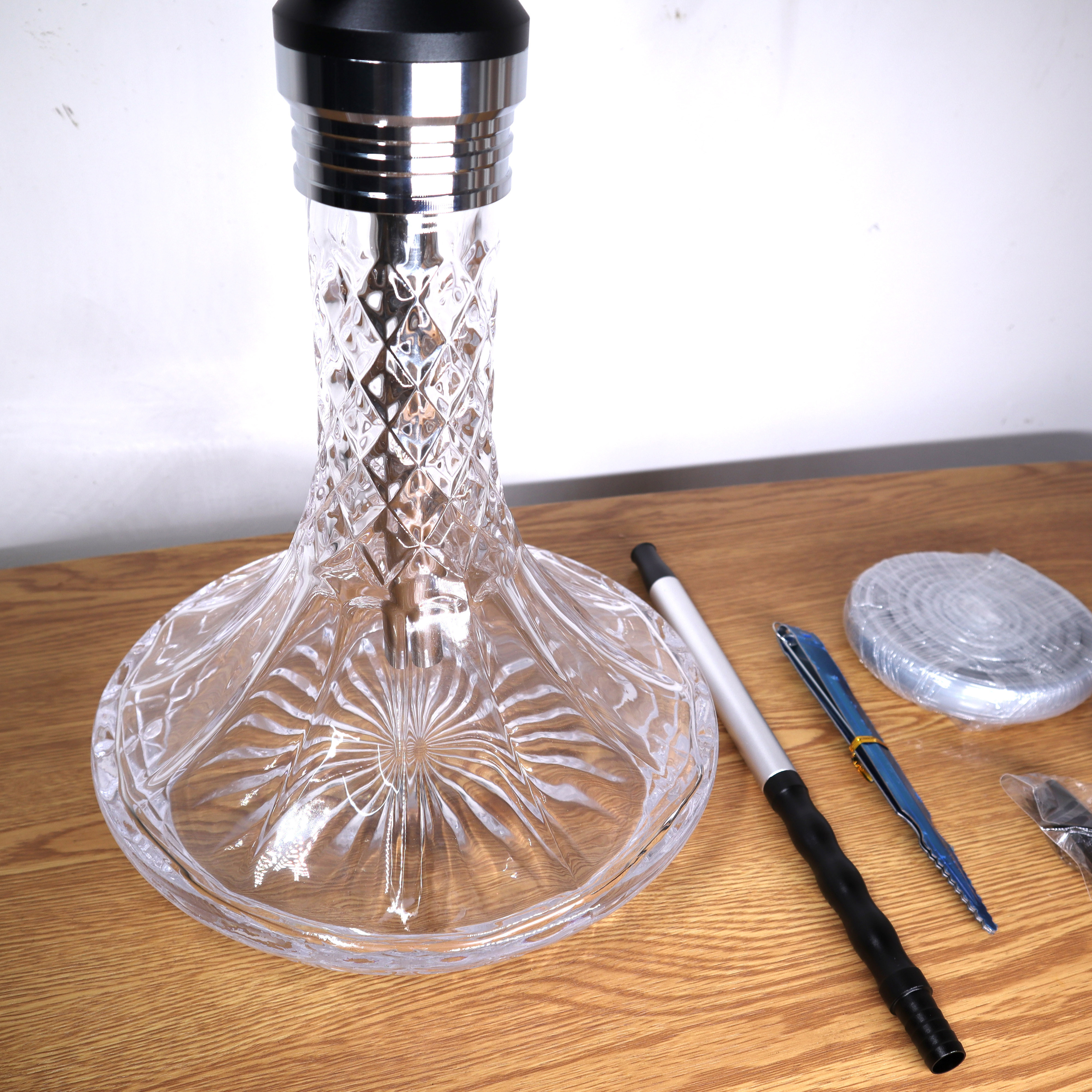 2023 Aluminum Hookah with Glass Base Hose for Water Pipe Arabic Smoke for Bar KTV