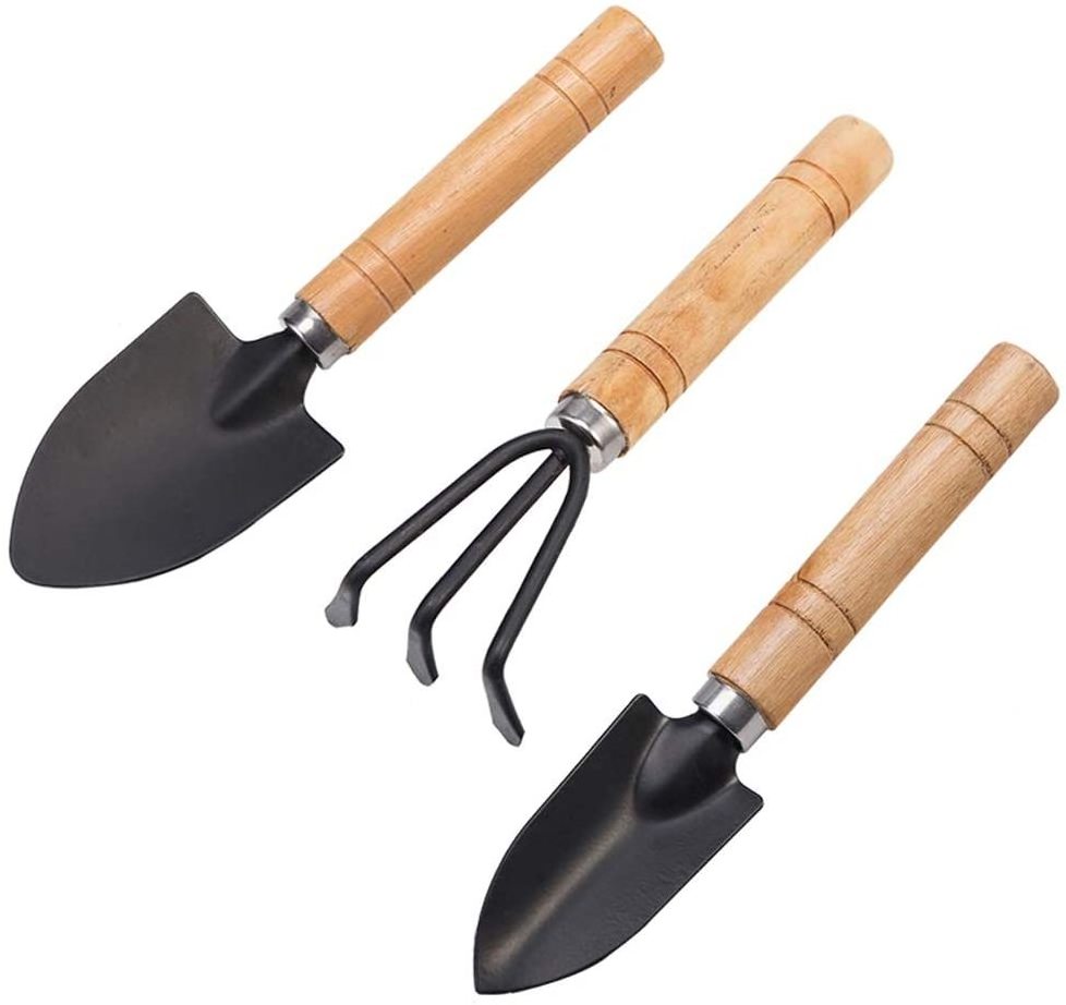 Mini 3pcs Durable Wooden Handle Spade Shovel Rake Garden Tool Set for Indoor Outdoor Gardening Care Gifts