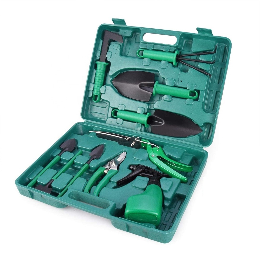 10pcs Stainless Steel Garden Tool Set Kit with Organizer Case Heavy Duty Gardening Work Gift Set