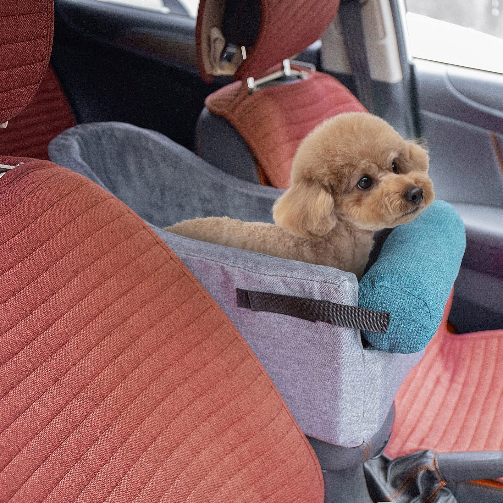 Middle Car Center Console Pet Booster Seat for Small Dogs Armrest Console Comfortable Dog Car Seat