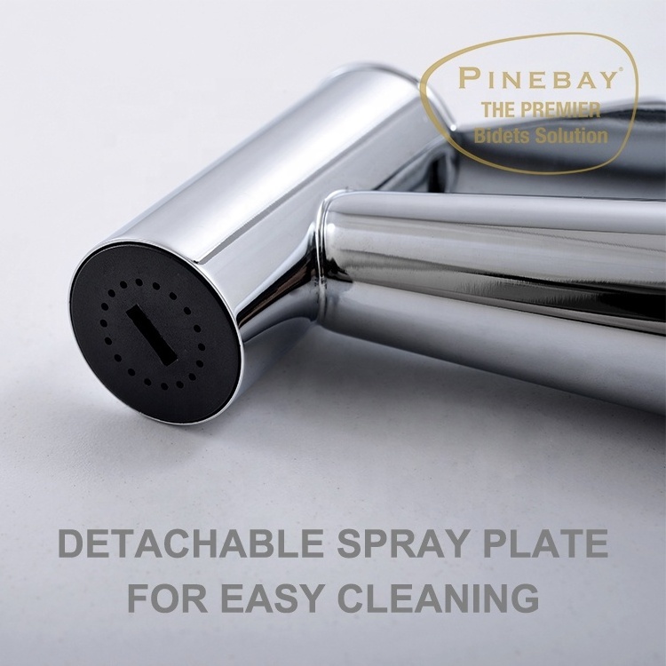 PINEBAY Custom SUS 304 Stainless Steel Bathroom Bidet Sprayer with Shower Hose Shut Off Valve Handheld Toilet Shattaf Spray