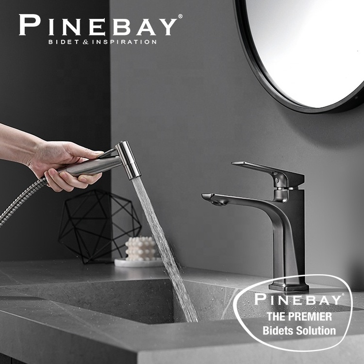 PINEBAY Stainless Steel Satin Bidet Attachment Toilet Shattaf Bidet Sprayer for Toilet