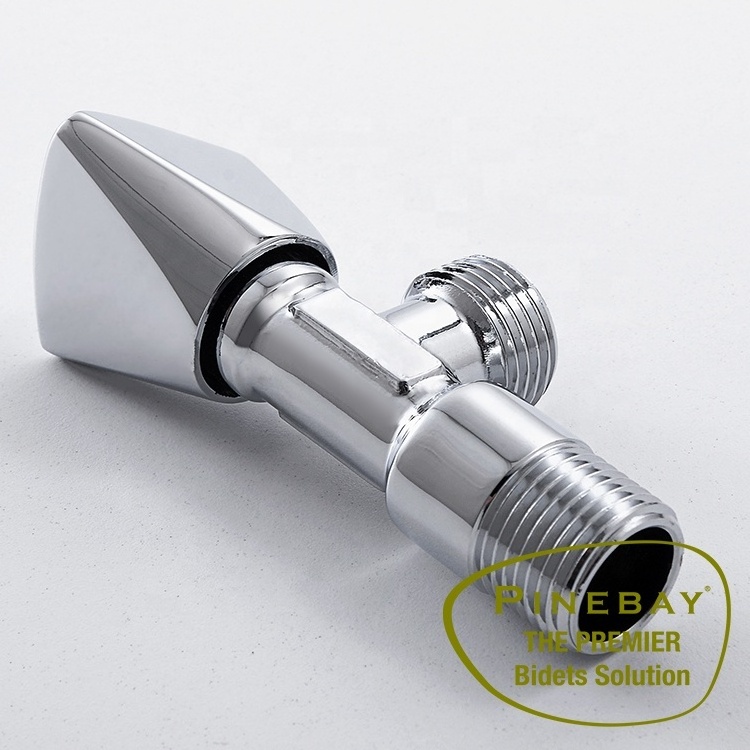 PINEBAY Good Quality 1/2 inch Chrome Wall Mounted Toilet Water Shut Off Valves Handle Quick Open Bathroom Brass Angle Valve