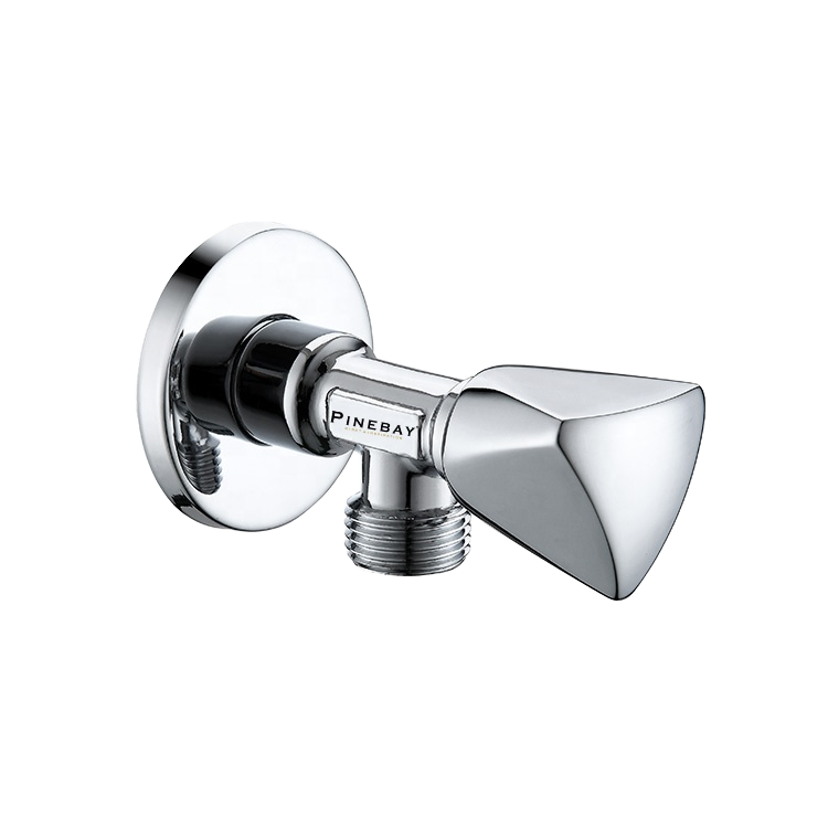 PINEBAY Good Quality 1/2 inch Chrome Wall Mounted Toilet Water Shut Off Valves Handle Quick Open Bathroom Brass Angle Valve