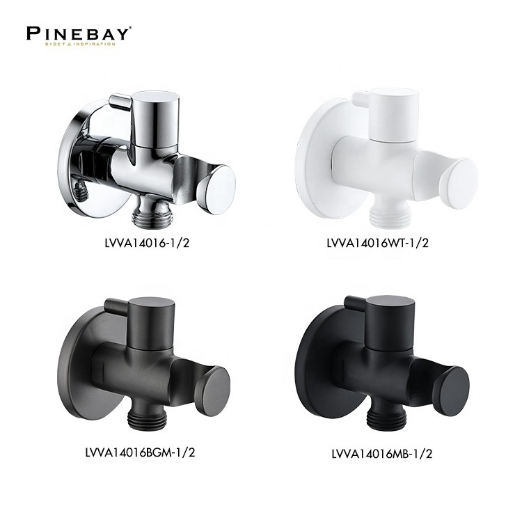 PINEBAY Matte Black Brass Angle Valve Bidet Valve Shut Off Valve for Bidet Sprayer Shattaf