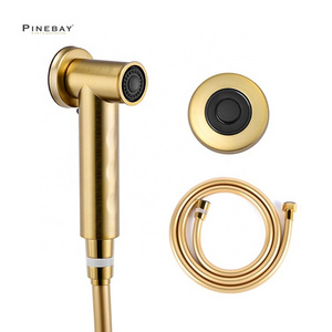 PINEBAY New Trend ABS Gold Magnetic Circular Handheld Bidet Sprayer Kit Bathroom Faucet Shower Round Toilet Shattaf for Woman