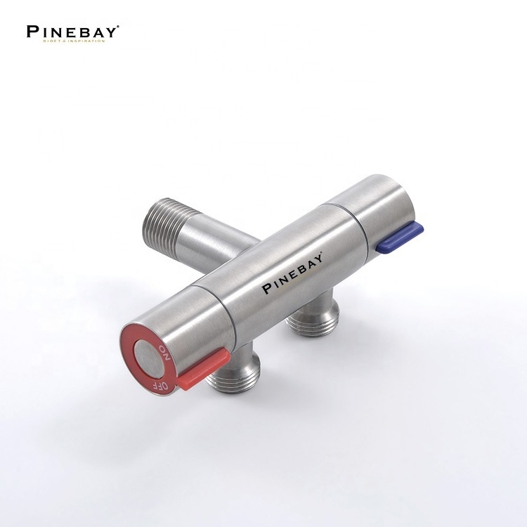 PINEBAY New Design Bidet Sprayer Angle Valve Hot and Cold Valve 2 Function Shut Off Valve Stainless Steel 304 1/2 Inch Water 100