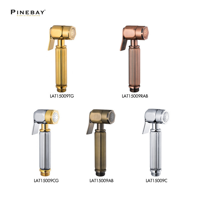 PINEBAY Handheld Adjustable Pressure Bidet Faucet Diaper Brass Sprayer Set with Hose Attachment Toilets and Sinks Bathroom