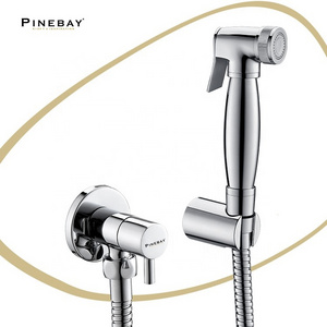 PINEBAY Hot Selling Brass Muslim Shower Bidet Wall Mounted Toilet Bidet Cold And Hot Spray Shower Shattaf Wc Sprayer Set