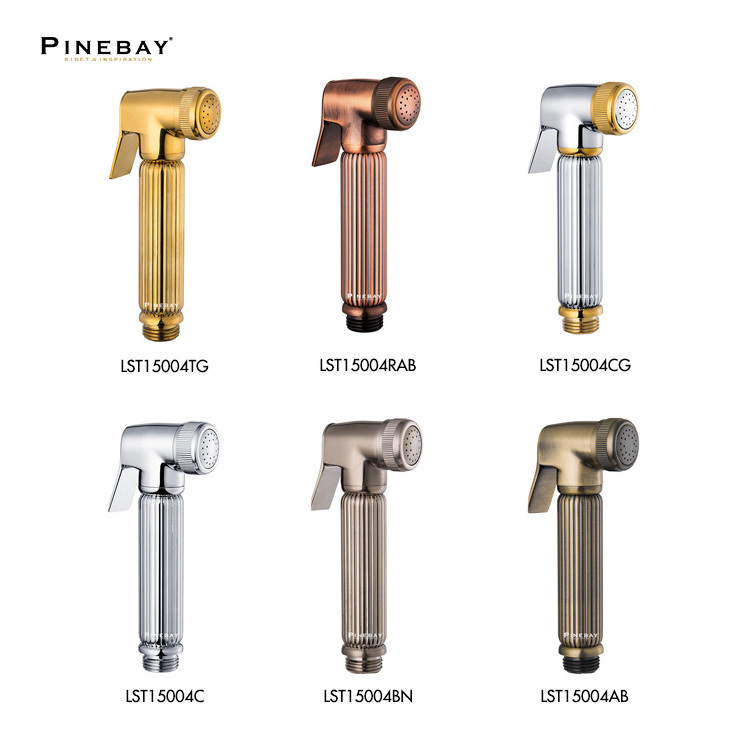 PINEBAY Handheld Adjustable Pressure Bidet Faucet Diaper Brass Sprayer Set with Hose Attachment Toilets and Sinks Bathroom