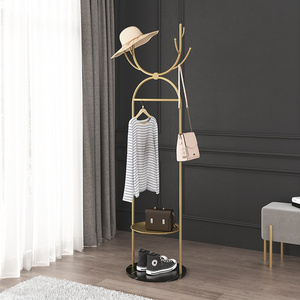 Minimalist double pipe coat hanger Floor standing deer antler shaped clothes and hat rack Nordic Modern Metal Contrast Frame