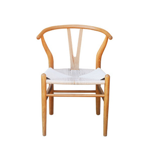 Y chair solid wood rattan chair Nordic B&B bar tea back armrest Taishi chair home log kraft paper rope cushion for dining