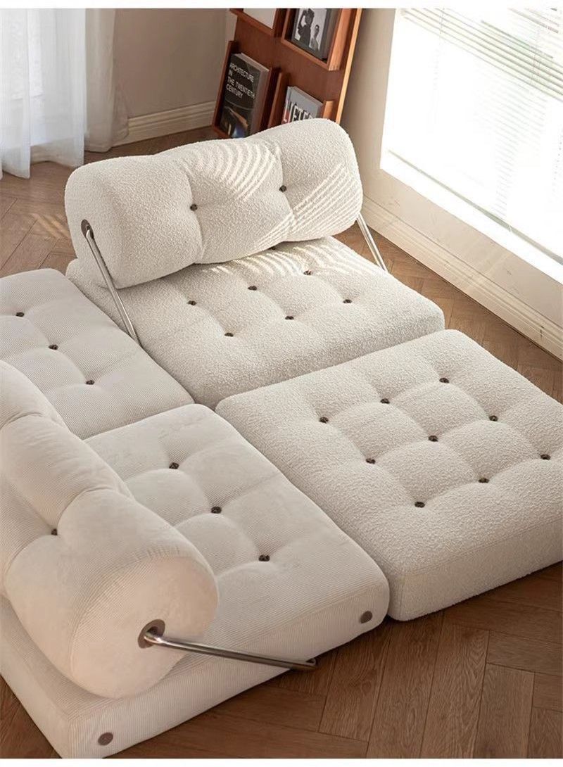 Lazy people can lie can sleep leather sofa rooms to go leather sofas Modern beancurd block lamb wool fabric sofa