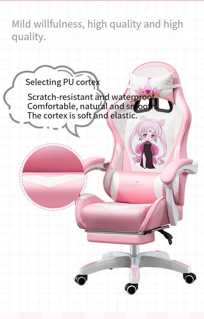 Cute cartoon Home Office Comfortable zero gravity Gaming Chair PU Leather Adjustable Chair Computer Pink Silla Gamer Chair