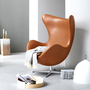 Hot sale modern creative designed curved luxury leather weirdly shaped sofas egg leisure chair egg chair single sofa chair