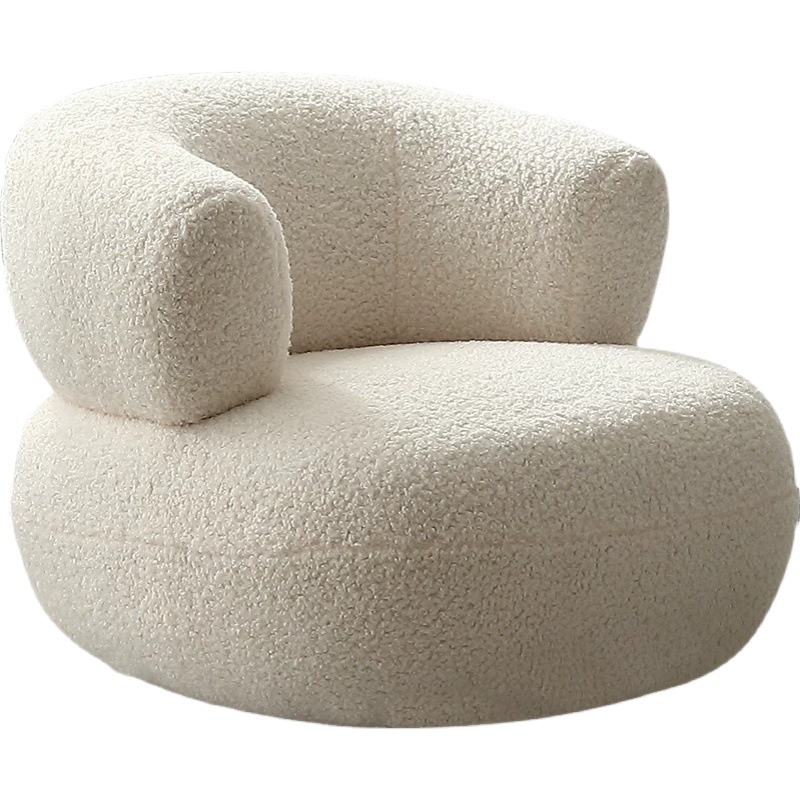 Lamb Velvet Sofa Fancy Living Room Sofa Chairs Lounge Puffy Chair Nordic Lounge Chair Living Room Minimalist and Modern 2pcs