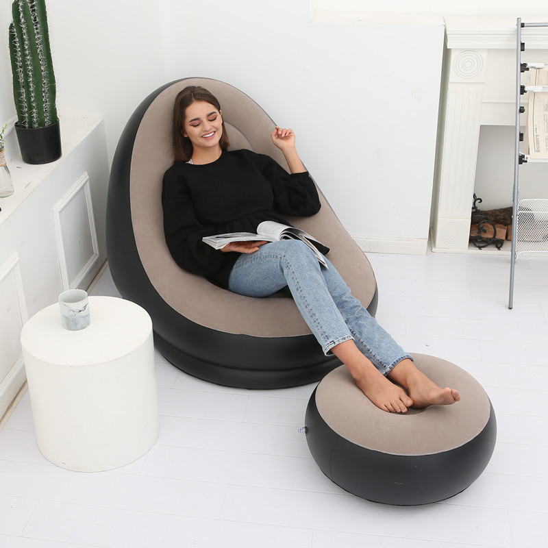 Modern minimalist and thickened inflatable sofa Multipurpose lazy sofa with footstool Outdoor foldable portable lounge chair