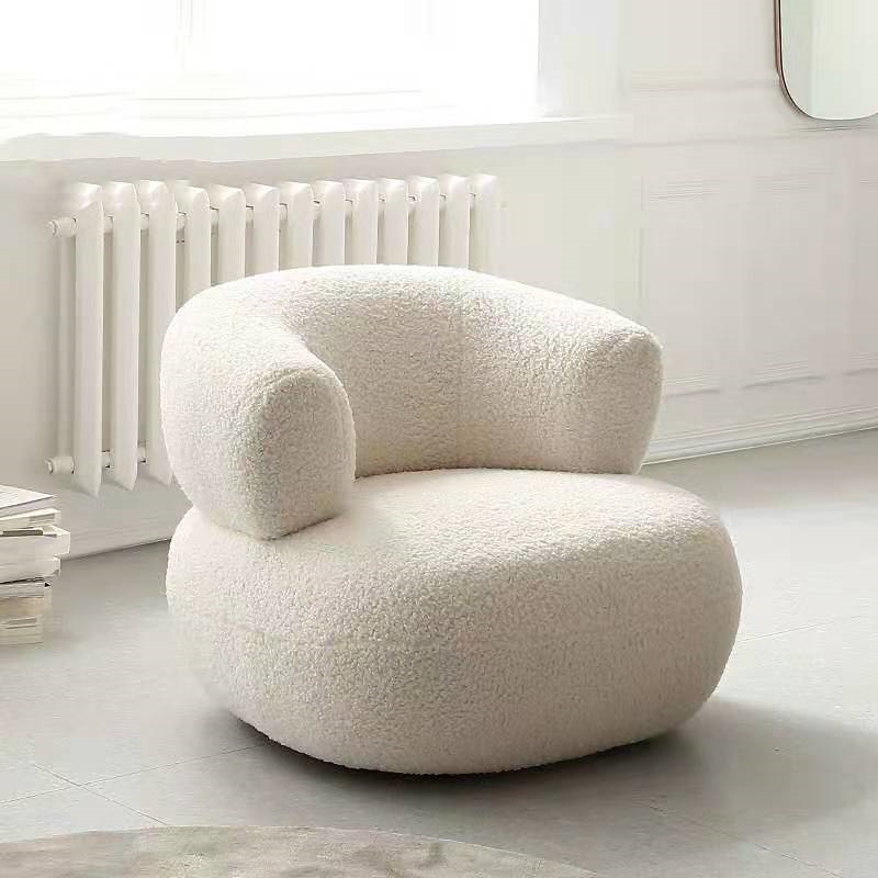 Lamb Velvet Sofa Fancy Living Room Sofa Chairs Lounge Puffy Chair Nordic Lounge Chair Living Room Minimalist and Modern 2pcs