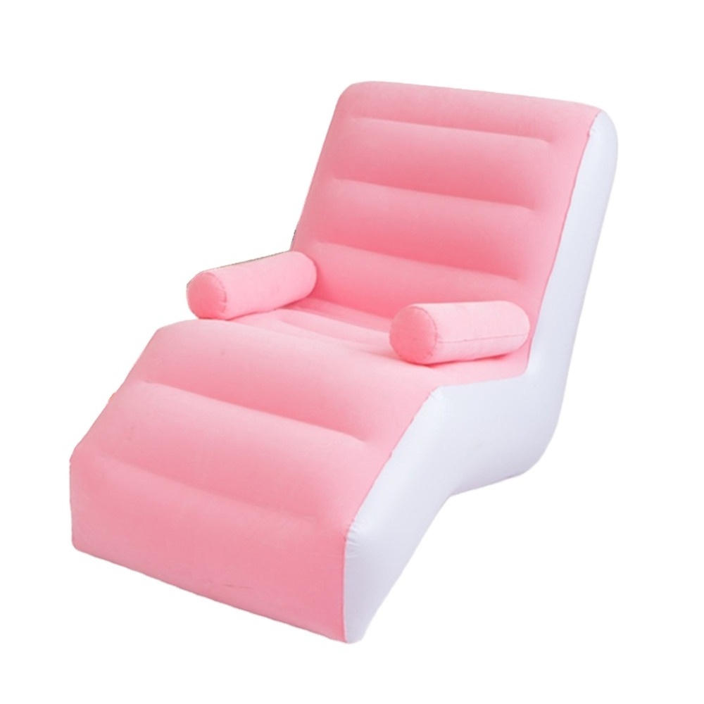 Simple single person Leisure portable Indoor inflation air camping bed sofa pink pvc inflatable sofa lazy sofa foldable