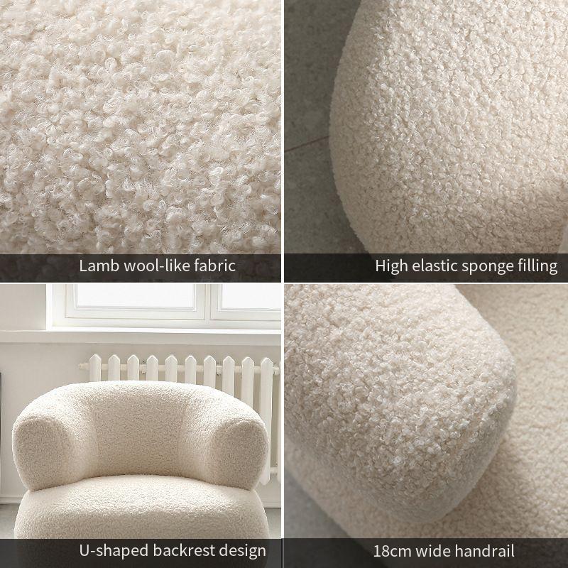 Lamb Velvet Sofa Fancy Living Room Sofa Chairs Lounge Puffy Chair Nordic Lounge Chair Living Room Minimalist and Modern 2pcs