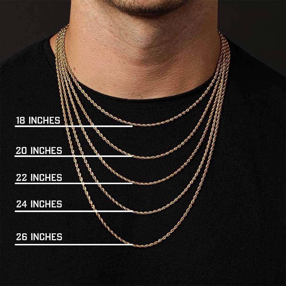 3mm 4mm 5mm 18K Gold Plated man Link Stainless Steel Twisted Rope Chain Necklace Mens Chains