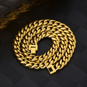 Gold Plated Cuban Link Wholesale Miami Cuban Chain Stainless Steel Link 18k Gold Chain Miami Cuban Link Chain