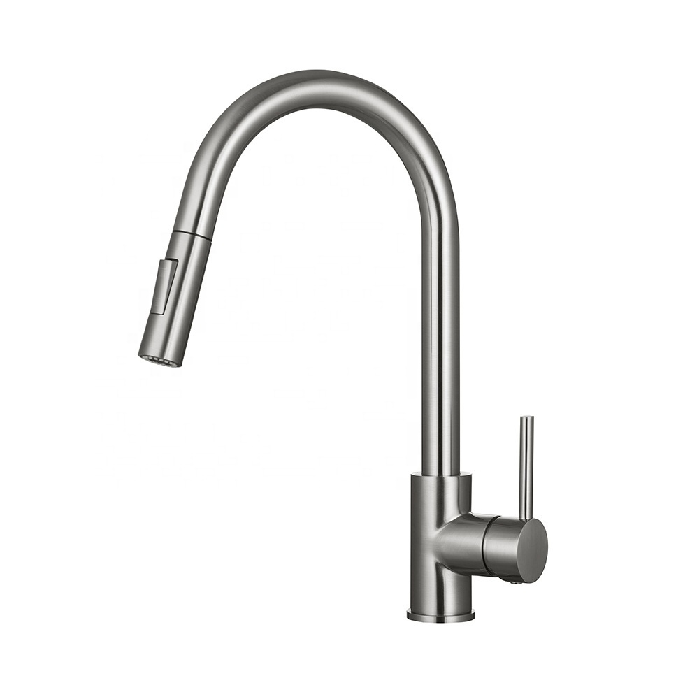 Kitchen Faucet with Pull Down Sprayer Single Handle Stainless Steel Faucets for Kitchen Sinks with Deck Plate, Brushed Nickel