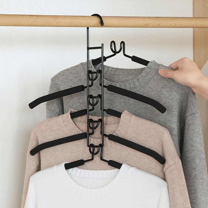 5-Layer Metal Foam Cotton-Padded Clothes Rack Removable High-End Magic Anti-Skid Multi-Function Storage Hanger