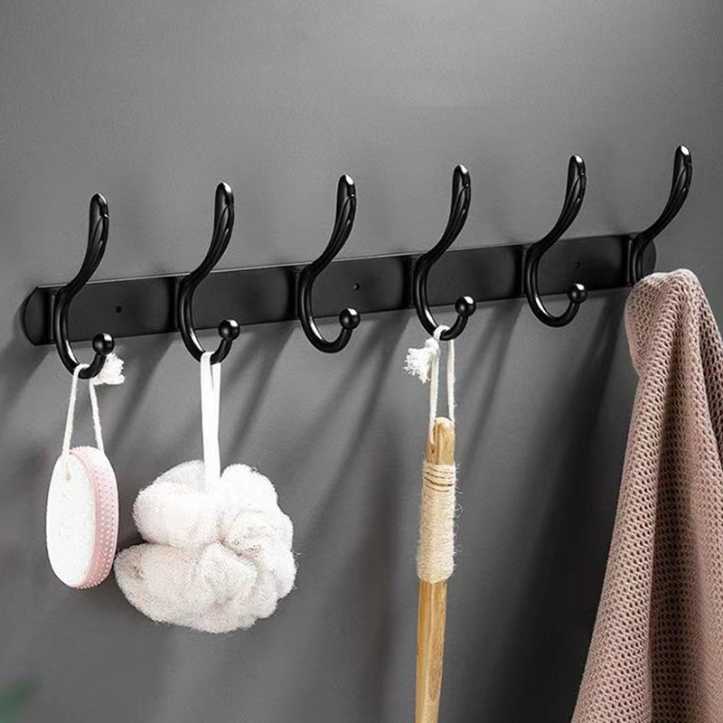 Hot selling Coat Rack Wall Mounted Heavy Duty Stainless Steel Rack with 5 Tri Hooks for Hanging Coats Hat Towel Purse Robes