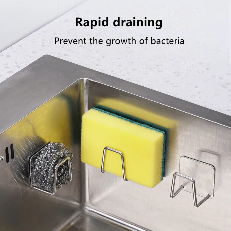 Stainless Steel Non-Punching Paste Creative Sink Drain Rack Sponge Holder