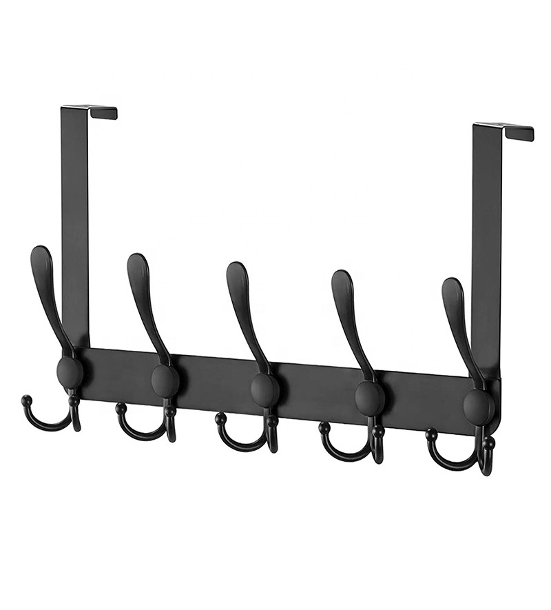 Over The Door Hook 5 Tri Hooks Stainless Steel Coat Rack Heavy Duty Over Door Hanger Rack for Hanging Clothes Hats Robes Towels