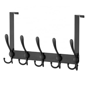 Over The Door Hook 5 Tri Hooks Stainless Steel Coat Rack Heavy Duty Over Door Hanger Rack for Hanging Clothes Hats Robes Towels