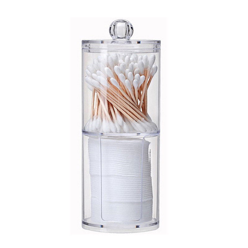 Acrylic round cosmetic cotton storage tank, suitable for cotton balls, cotton swabs