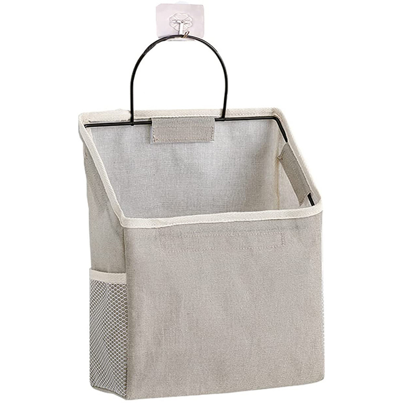 Wall Hanging Storage Bag Waterproof Over The Door Closet Organizer Hanging Pocket Linen Cotton Organizer  Storage Basket