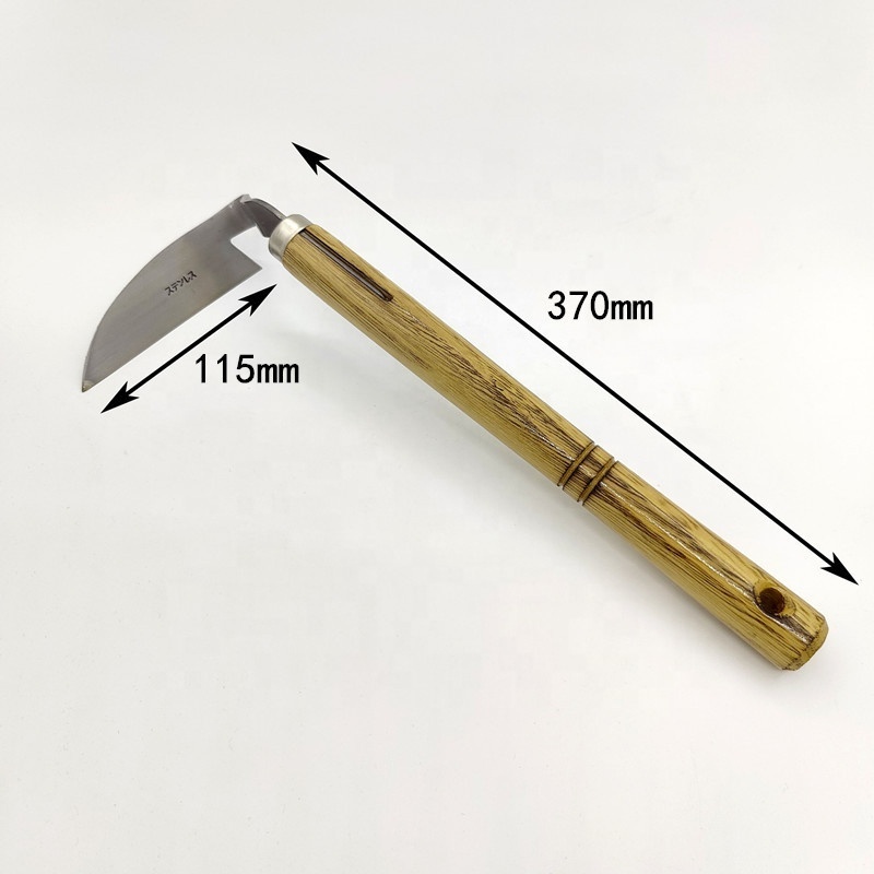 Japanese Weeding Sickle Hoe Gardening Tools Weed Remover Tool Stainless steel One-Piece Molding with Hard Solid Wood Handle