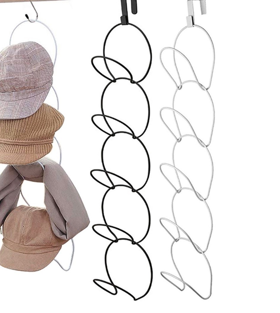 Hat Rack Holder 5 Rings Hat Organizer (Door Hooks Include) Over Door/Wall/Clothes Rod Hanger Storage Hat Organizer towel