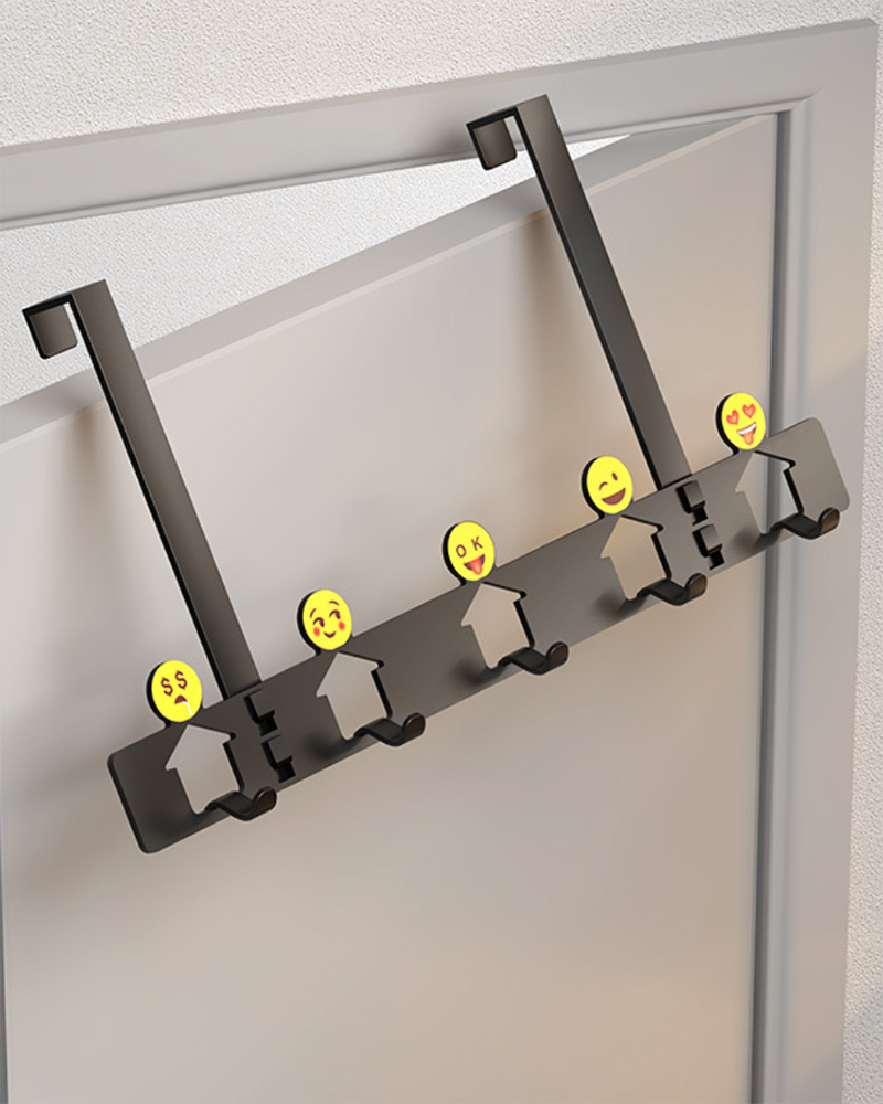 Over The Door Hook Heavy Duty Door Hanger Coat Rack with 5 Hangers for Hanging Keys Hats Towers on Back of Bathroom Bedroom