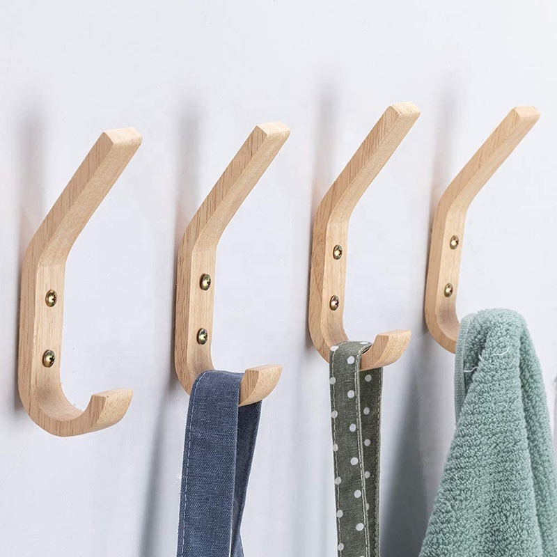 Wooden Towel Coat Hook Wall Decoration Hooks Clothes Hat Hanger Towel Rack Single Organizer Hangers Multi Functional Hooks