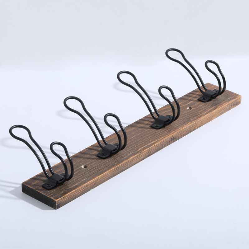 2021 Professional custom Rustic Coat Rack Wall Mounted Coat Hook with 4 Farmhouse Hooks Solid Pine Wood for Bathroom Kitchen