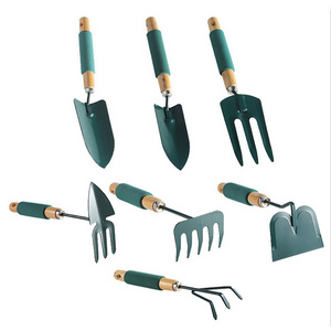 Garden Tools Set 7 Piece Heavy Duty Carbon steel Gardening Tools Outdoor with Wood Handle Hand Tools Kit for Men Women gifts