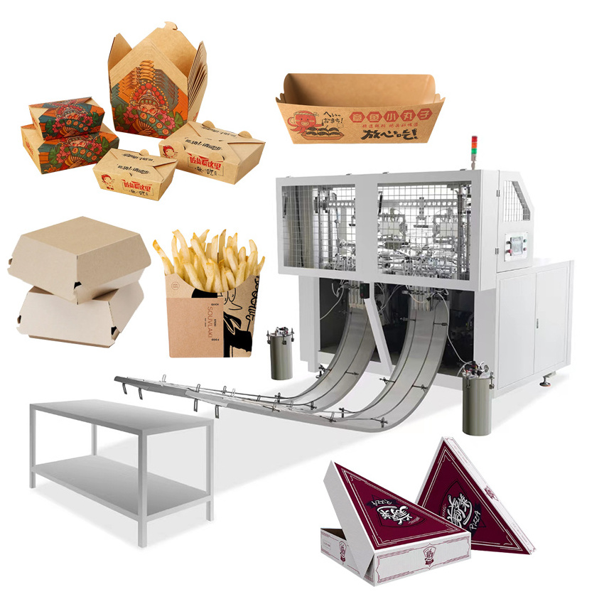 Automatic Fast Food Carton Paper Box Manufacturing Machines Pizza Box Forming Erecting Making Machine