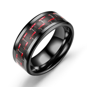 2021 New three-color carbon fiber couple ring men women unisex titanium steel ring geometric line stainless steel ring